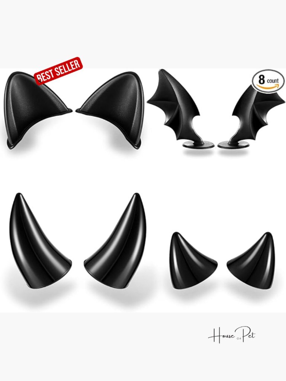 4 Pairs Helmet Devil Horns Motorcycle Accessories Cat Ears Devil Wings with